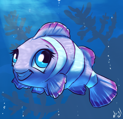 Size: 830x800 | Tagged: safe, artist:atryl, character:pinkie pie, clownfish, female, fish, fishified, maybe salmon, solo, species swap, underwater