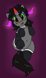 Size: 1148x1920 | Tagged: safe, artist:pabbley, character:king sombra, species:pony, belly button, clothing, cute, looking at you, on back, open mouth, queen umbra, rule 63, rule63betes, socks, solo, umbradorable