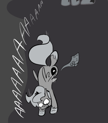 Size: 666x761 | Tagged: safe, artist:egophiliac, character:nightmare moon, character:princess luna, moonstuck, ask, dark woona, falling, filly, grayscale, lunar map, monochrome, nightmare woon, tumblr, woona, woonoggles, younger