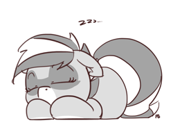 Size: 2555x1836 | Tagged: safe, artist:pabbley, oc, oc only, oc:bandy cyoot, species:pony, cute, ocbetes, raccoon pony, simple background, sleeping, solo, white background, zzz