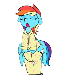 Size: 1280x1522 | Tagged: safe, artist:pabbley, edit, character:rainbow dash, species:pony, bipedal, clothing, cute, dashabetes, drool, eyes closed, female, floppy ears, open mouth, pajamas, sleeping, sleeping while standing, sleepwalking, socks, solo