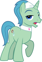 Size: 3001x4410 | Tagged: safe, artist:cloudyglow, character:birch bucket, species:pony, species:unicorn, episode:applejack's day off, absurd resolution, looking at you, male, open mouth, raised hoof, simple background, stallion, transparent background, vector