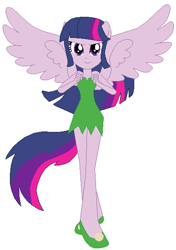 Size: 409x580 | Tagged: safe, artist:selenaede, artist:user15432, character:twilight sparkle, character:twilight sparkle (alicorn), species:human, my little pony:equestria girls, crossover, disney, disney fairies, fairies are magic, fairy, fairy wings, fairyized, female, humanized, ponied up, simple background, solo, tinker bell, tinkerbell, white background, winged humanization, wings