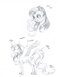 Size: 1100x1447 | Tagged: safe, artist:baron engel, species:pony, g3, female, g3 to g4, generation leap, grayscale, monochrome, pencil drawing, silver glow, simple background, solo, traditional art, white background