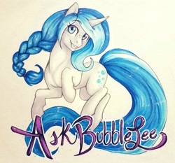Size: 1625x1512 | Tagged: safe, artist:askbubblelee, oc, oc only, oc:bubble lee, species:pony, species:unicorn, body freckles, copic, cute, female, freckles, grin, mare, markers, simple background, smiling, solo, traditional art, wip