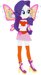 Size: 314x576 | Tagged: safe, artist:selenaede, artist:user15432, base used, character:rarity, character:stella lashes, species:human, my little pony:equestria girls, beautiful, believix, belly button, boots, clothing, crossover, cute, fairies are magic, fairy, fairy wings, high heel boots, high heels, humanized, midriff, rainbow s.r.l, skirt, socks, stella (winx club), thigh highs, winged humanization, wings, winx club