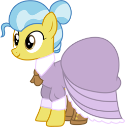 Size: 3001x3044 | Tagged: safe, artist:cloudyglow, character:doctor fauna, species:earth pony, species:pony, clothing, dress, female, gala dress, mare, simple background, smiling, solo, transparent background, vector