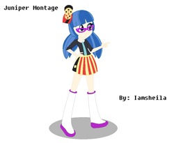 Size: 764x626 | Tagged: safe, artist:iamsheila, artist:selenaede, base used, character:juniper montage, equestria girls:movie magic, g4, my little pony: equestria girls, my little pony:equestria girls, spoiler:eqg specials, boots, clothing, female, glasses, hat, simple background, skirt, solo, white background