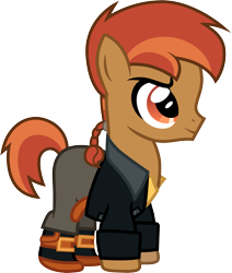 Size: 2001x2357 | Tagged: safe, artist:cloudyglow, character:button mash, species:earth pony, species:pony, clothes swap, clothing, colt, cosplay, costume, crossover, disney, jim hawkins, male, simple background, smiling, solo, transparent background, treasure planet
