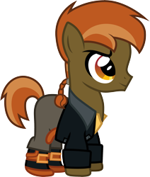Size: 2001x2357 | Tagged: safe, artist:cloudyglow, character:button mash, species:earth pony, species:pony, clothes swap, clothing, colt, cosplay, costume, crossover, disney, jim hawkins, male, simple background, smiling, solo, transparent background, treasure planet
