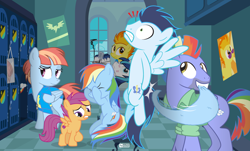Size: 1260x760 | Tagged: safe, artist:dm29, character:bow hothoof, character:rainbow dash, character:scootaloo, character:shining armor, character:soarin', character:spitfire, character:windy whistles, species:pegasus, species:pony, species:unicorn, ship:soarindash, ship:windyhoof, episode:parental glideance, g4, my little pony: friendship is magic, backwards cutie mark, clothing, double facehoof, embarrassed, eyes closed, facehoof, female, frown, funny background event, grin, gritted teeth, kiss mark, lidded eyes, lipstick, literal butthurt, locker room, looking down, male, mare, microphone, mirror, mouth hold, nervous, on back, pain, rainbow dash's parents, raised eyebrow, shipping, sitting, smiling, spanking, spitshine, spread wings, stallion, straight, tied up, towel, towel snap, wide eyes, wings, wonderbolts headquarters