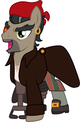 Size: 1501x2275 | Tagged: safe, artist:cloudyglow, character:doctor caballeron, species:pony, episode:stranger than fanfiction, clothes swap, clothing, cosplay, costume, crossover, disney, john silver, male, simple background, solo, stallion, transparent background, treasure planet, vector