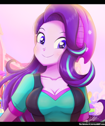 Size: 850x1022 | Tagged: safe, artist:the-butch-x, character:starlight glimmer, equestria girls:mirror magic, g4, my little pony: equestria girls, my little pony:equestria girls, spoiler:eqg specials, adorasexy, beanie, big breasts, breasts, busty starlight glimmer, cleavage, clothing, cute, female, glimmerbetes, hat, heart, looking at you, sexy, smiling, solo, stupid sexy starlight glimmer, vest, wingding eyes