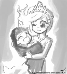 Size: 906x1000 | Tagged: safe, artist:johnjoseco, character:princess celestia, character:princess luna, species:human, baby, duo, duo female, female, grayscale, holding a baby, humanized, monochrome, royal sisters, screaming, sisters, young
