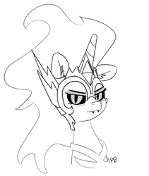 Size: 6234x7379 | Tagged: safe, artist:pabbley, character:daybreaker, character:princess celestia, species:alicorn, species:pony, episode:a royal problem, g4, my little pony: friendship is magic, absurd resolution, bust, female, grayscale, mare, monochrome, portrait, simple background, solo, white background