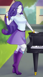 Size: 1280x2276 | Tagged: safe, artist:jonfawkes, character:rarity, episode:player piano, equestria girls:rainbow rocks, g4, my little pony: equestria girls, my little pony:equestria girls, beautiful, belt, boots, bracelet, clothing, commission, eyes closed, female, jewelry, scene interpretation, shoes, skirt, solo, sultry pose