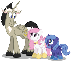 Size: 5342x4675 | Tagged: safe, artist:aleximusprime, character:discord, character:princess celestia, character:princess luna, species:alicorn, species:pony, absurd resolution, accord (alicorn), cewestia, female, filly, filly celestia, filly luna, pink-mane celestia, pony discord, redone, show accurate, simple background, transparent background, vector, woona, young celestia, young discord, young luna, younger