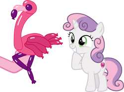 Size: 4029x3001 | Tagged: safe, artist:cloudyglow, character:pinkie pie, character:sweetie belle, species:pony, episode:the one where pinkie pie knows, g4, my little pony: friendship is magic, absurd resolution, balloon, balloon animal, flamingo, simple background, transparent background, vector
