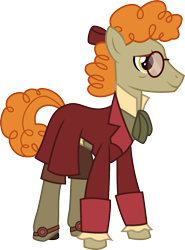 Size: 767x1035 | Tagged: safe, artist:cloudyglow, character:doctor muffin top, species:earth pony, species:pony, clothes swap, clothing, cosplay, costume, delbert doppler, disney, doctor doppler, glasses, male, movie reference, simple background, smiling, solo, stallion, transparent background, treasure planet