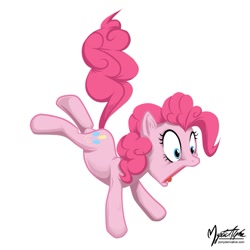 Size: 825x825 | Tagged: dead source, safe, artist:mysticalpha, character:pinkie pie, species:earth pony, species:pony, g4, cute, diapinkes, female, mare, shocked, simple background, solo, surprised, white background