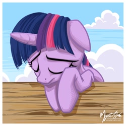 Size: 858x858 | Tagged: safe, artist:mysticalpha, character:twilight sparkle, species:pony, species:unicorn, g4, eyes closed, female, mare, pouting, sad, solo