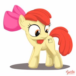 Size: 1250x1250 | Tagged: safe, artist:mysticalpha, character:apple bloom, species:earth pony, species:pony, g4, alternate cutie mark, cutie mark, do not want, female, filly, simple background, solo
