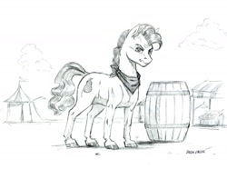 Size: 1400x1043 | Tagged: safe, artist:baron engel, character:grand pear, species:earth pony, species:pony, episode:the perfect pear, g4, my little pony: friendship is magic, grayscale, male, monochrome, pencil drawing, sketch, solo, stallion, traditional art, younger