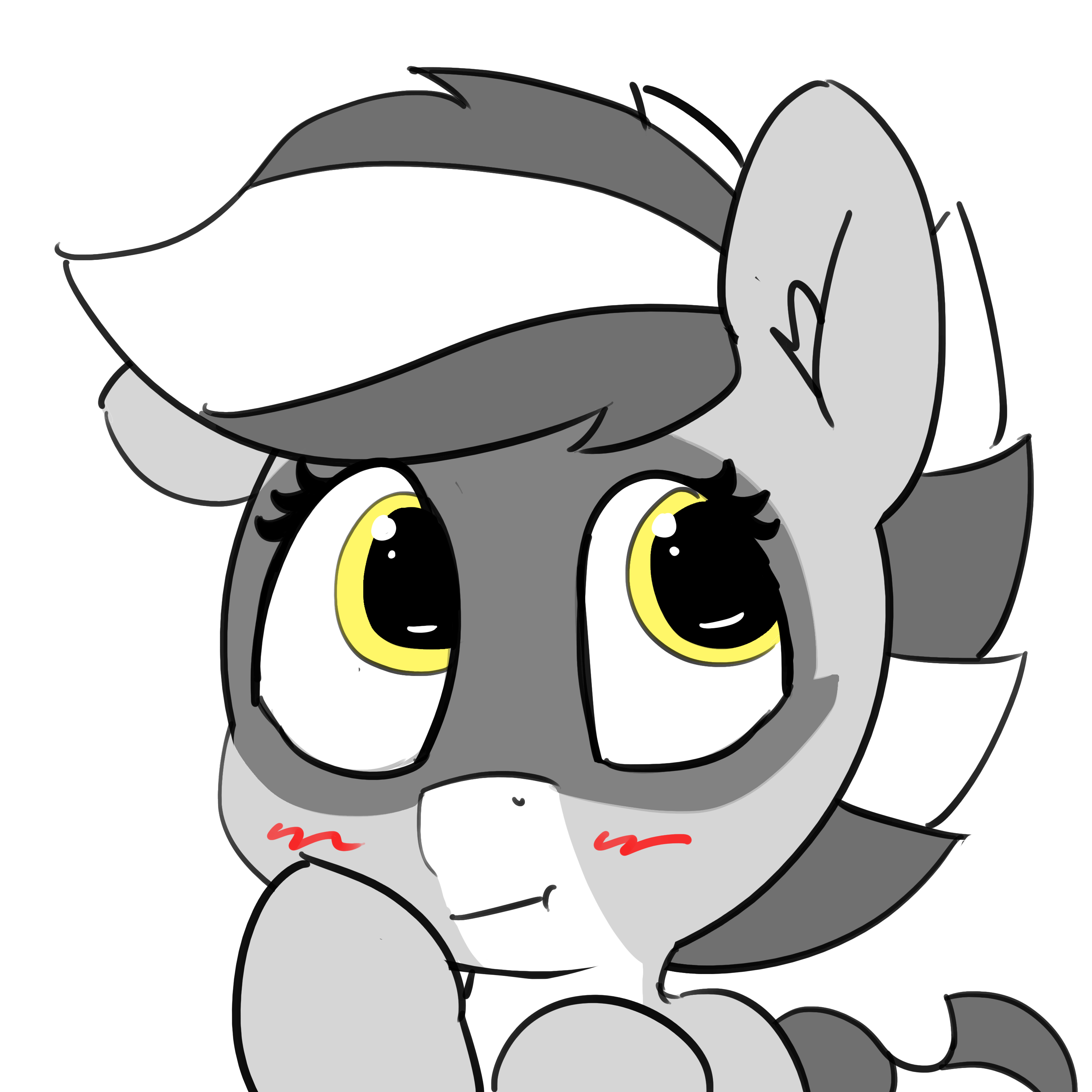Size: 3000x3000 | Tagged: safe, artist:pabbley, oc, oc only, oc:bandy cyoot, species:pony, animated, blushing, cute, gif, raccoon pony, solo