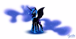 Size: 1650x858 | Tagged: dead source, safe, artist:mysticalpha, character:nightmare moon, character:princess luna, species:alicorn, species:pony, g4, female, mare, simple background, solo, white background