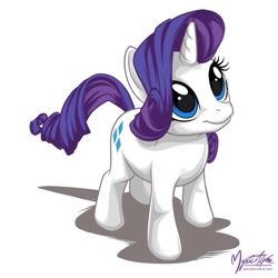 Size: 825x825 | Tagged: dead source, safe, artist:mysticalpha, character:rarity, species:pony, species:unicorn, g4, cute, female, looking up, mare, simple background, solo
