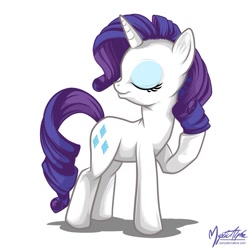 Size: 825x825 | Tagged: dead source, safe, artist:mysticalpha, character:rarity, species:pony, species:unicorn, g4, eyes closed, female, mane toss, mare, simple background, solo
