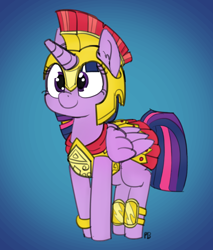 Size: 1280x1500 | Tagged: safe, artist:certificate, artist:pabbley, character:twilight sparkle, character:twilight sparkle (alicorn), species:alicorn, species:pony, armor, armor skirt, athena sparkle, clothing, costume, cute, female, mare, skirt, solo, twiabetes