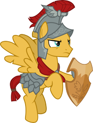 Size: 3001x3976 | Tagged: safe, artist:cloudyglow, character:flash magnus, species:pegasus, species:pony, episode:campfire tales, g4, my little pony: friendship is magic, armor, cape, clothing, helmet, male, netitus, shield, simple background, solo, stallion, transparent background, vector