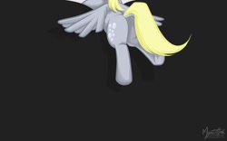 Size: 1680x1050 | Tagged: safe, artist:mysticalpha, character:derpy hooves, species:pegasus, species:pony, g4, dock, female, fourth wall, mare, plot, solo, wallpaper