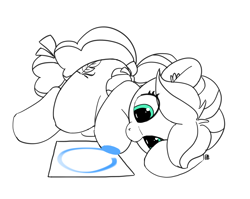 Size: 3762x2993 | Tagged: safe, artist:pabbley, character:kettle corn, species:earth pony, species:pony, episode:marks and recreation, g4, my little pony: friendship is magic, circle painting, drawing, female, filly, foal, partial color, simple background, solo, that pony sure does love circles, white background