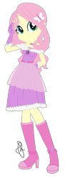 Size: 748x2048 | Tagged: safe, artist:ilaria122, artist:selenaede, character:fluttershy, my little pony:equestria girls, boots, butterfly, clothing, cute, dress, female, gloves, high heel boots, looking at you, not a vector, shoes, signature