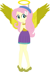 Size: 412x586 | Tagged: safe, artist:selenaede, artist:user15432, base used, character:fluttershy, species:human, my little pony:equestria girls, angel, angel costume, angel halo, angelic wings, clothing, costume, dress, fluttershy the angel, halloween, halloween costume, halo, humanized, shoes, winged humanization, wings, yellow wings