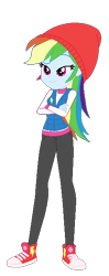 Size: 255x641 | Tagged: safe, artist:allegro15, artist:selenaede, base used, character:rainbow dash, my little pony:equestria girls, beanie, clothing, converse, crossed arms, female, hat, shoes, simple background, sneakers, solo, transparent background, winter boots, winter hat, winter outfit