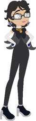 Size: 170x559 | Tagged: safe, artist:selenaede, artist:user15432, base used, species:human, my little pony:equestria girls, barely eqg related, bayonetta, bayonetta (character), bayonetta 2, bodysuit, clothing, crossover, ear piercing, earring, equestria girls style, equestria girls-ified, glasses, jewelry, nintendo, piercing, platinum games, sega, suit, super smash bros., team little angels, umbra witch