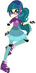 Size: 320x636 | Tagged: safe, artist:ra1nb0wk1tty, artist:sarahgdo, artist:selenaede, base used, character:juniper montage, equestria girls:friendship games, g4, my little pony: equestria girls, my little pony:equestria girls, spoiler:eqg specials, alternate costumes, clothing, cute, female, glasses, junibetes, pantyhose, ponytail, roller skates, simple background, skating, skirt, solo, white background