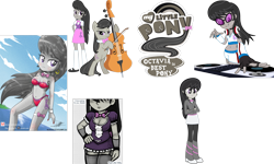 Size: 3012x1806 | Tagged: safe, artist:bluse, artist:livesmutanon, artist:mit-boy, artist:the-butch-x, artist:zacatron94, edit, character:octavia melody, my little pony:equestria girls, armpits, best pony, cello, female, hand on hip, logo, logo edit, musical instrument, show accurate, simple background, solo, sunglasses, transparent background, vector