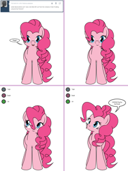 Size: 1204x1604 | Tagged: safe, artist:dekomaru, character:pinkie pie, species:pony, tumblr:ask twixie, ask, female, l.a. noire, mare, simple background, solo, tumblr, white background