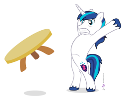 Size: 450x357 | Tagged: safe, artist:dm29, character:shining armor, male, meme, simple background, solo, table, table flip, vector, white background