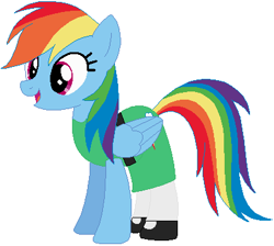 Size: 410x368 | Tagged: safe, artist:selenaede, artist:user15432, base used, character:rainbow dash, species:pegasus, species:pony, buttercup (powerpuff girls), cartoon network, clothing, crossover, female, green dress, mare, my little pony, solo, the powerpuff girls