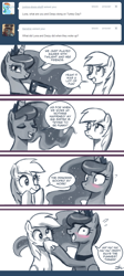 Size: 550x1226 | Tagged: safe, artist:johnjoseco, character:derpy hooves, character:princess luna, species:alicorn, species:pegasus, species:pony, ask princess molestia, ask, blushing, comic, female, mare, thanksgiving, tumblr, wide eyes, wii u, wii u touchpad