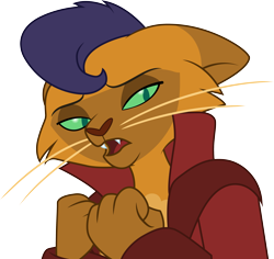 Size: 3177x3000 | Tagged: safe, artist:cloudyglow, character:capper dapperpaws, species:abyssinian, species:anthro, my little pony: the movie (2017), cat, clothing, fangs, floppy ears, i'm the friend you need, male, open mouth, simple background, singing, solo, transparent background, vector, whiskers
