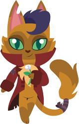 Size: 635x1000 | Tagged: safe, artist:cloudyglow, character:capper dapperpaws, species:anthro, species:digitigrade anthro, my little pony: the movie (2017), animal crossing, capperbetes, clothing, coat, cute, flower, lineless, looking at you, male, simple background, smiling, solo, style emulation, transparent background