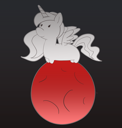 Size: 1280x1353 | Tagged: safe, artist:pabbley, character:princess luna, species:pony, 30 minute art challenge, blood moon, eclipse, female, lunar eclipse, monochrome, moon, neo noir, partial color, solo, tangible heavenly object