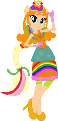Size: 271x563 | Tagged: safe, artist:selenaede, artist:user15432, base used, character:applejack, species:human, my little pony:equestria girls, barely eqg related, clothing, colorful, colors, crossover, crown, ear piercing, earring, equestria girls style, equestria girls-ified, high heels, jewelry, nintendo, piercing, ponied up, pony ears, princess daisy, rainbow, rainbow hair, rainbow power, rainbow power-ified, rainbow tail, regalia, shoes, super mario bros., super smash bros.