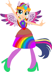 Size: 377x526 | Tagged: safe, artist:selenaede, artist:user15432, base used, character:twilight sparkle, character:twilight sparkle (alicorn), species:alicorn, species:human, species:pony, my little pony:equestria girls, barely eqg related, clothing, colored wings, colorful, colors, crossover, crown, ear piercing, earring, equestria girls style, equestria girls-ified, high heels, humanized, hylian, jewelry, legend of zelda: twilight princess, multicolored wings, nintendo, pegasus wings, piercing, ponied up, pony ears, princess zelda, rainbow, rainbow hair, rainbow power, rainbow power-ified, rainbow wings, regalia, shoes, simple background, super smash bros., the legend of zelda, the legend of zelda: twilight princess, twizelda, white background, winged humanization, wings